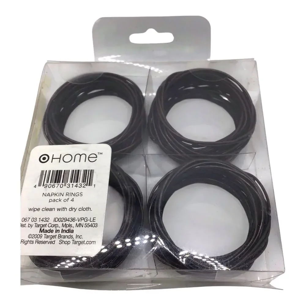 Home Target Brown Metal Woven Napkin Rings Set of 4 New